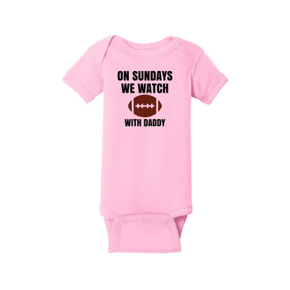 On Sundays we watch football - Infant Ribbed Bodysuit - Customize with "Daddy" or "Grandpa"