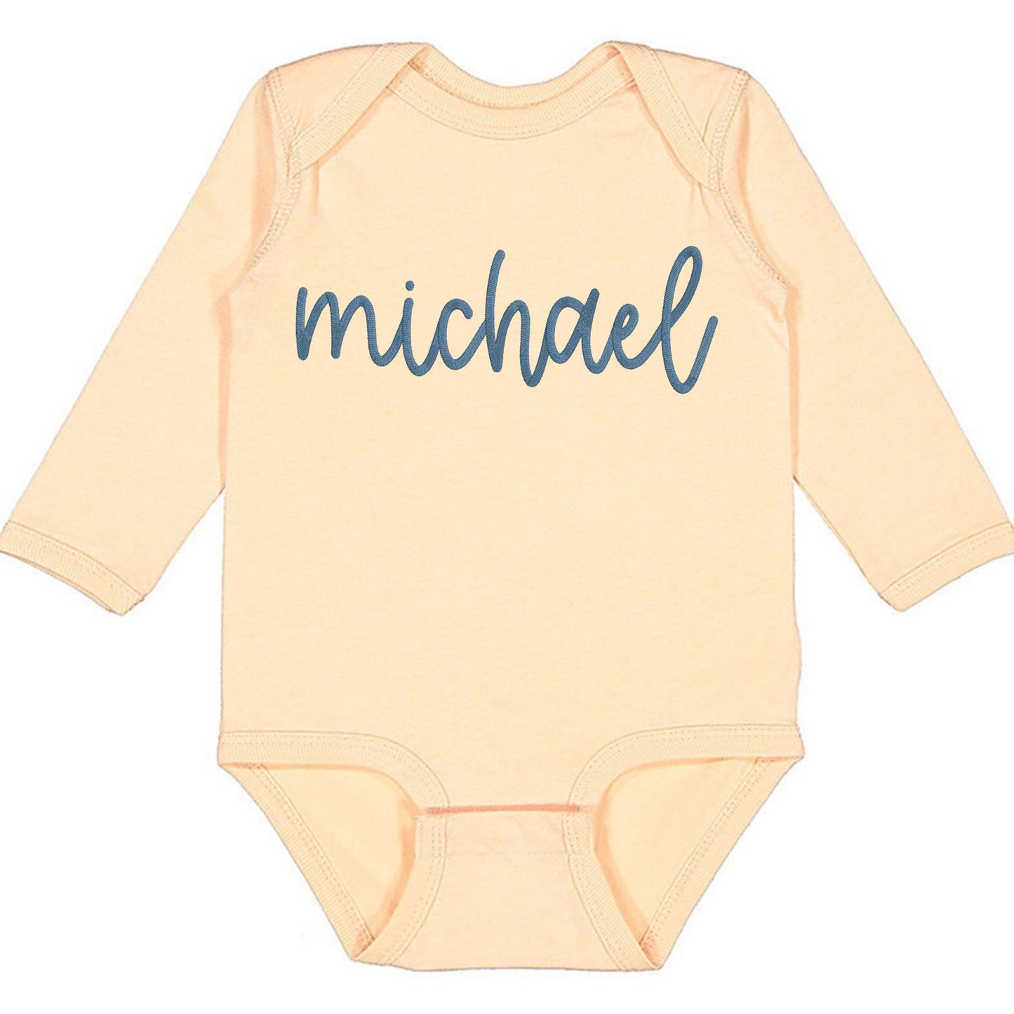 Faux Embroidery Baby Name - Infant Long Sleeve Bodysuit