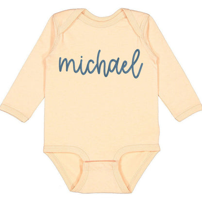 Faux Embroidery Baby Name - Infant Long Sleeve Bodysuit