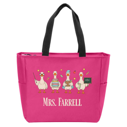 Teacher Goose Port Authority® Essential Zip Tote - Personalize with your Teacher's Name
