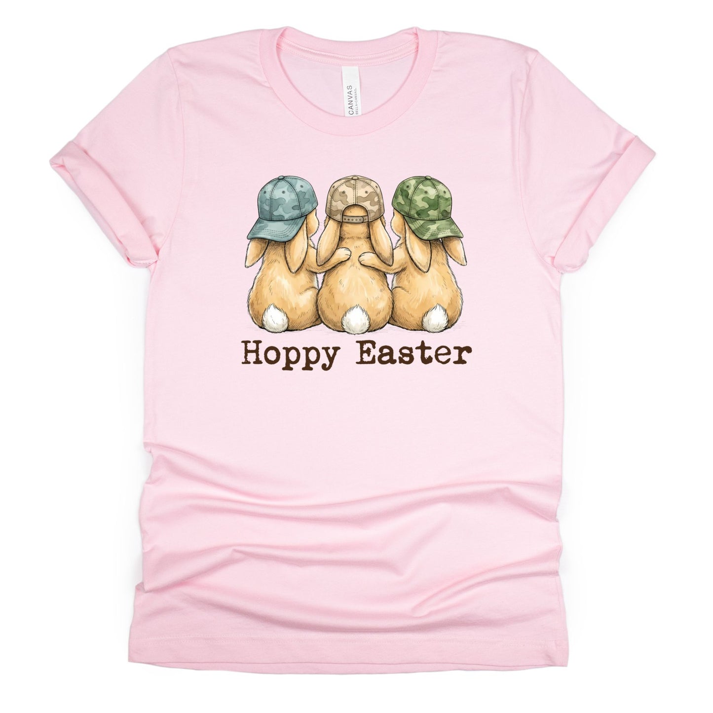 Hoppy Easter - Bunnies with Camo Hats - BELLA+CANVAS ® Unisex Jersey Short Sleeve Tee