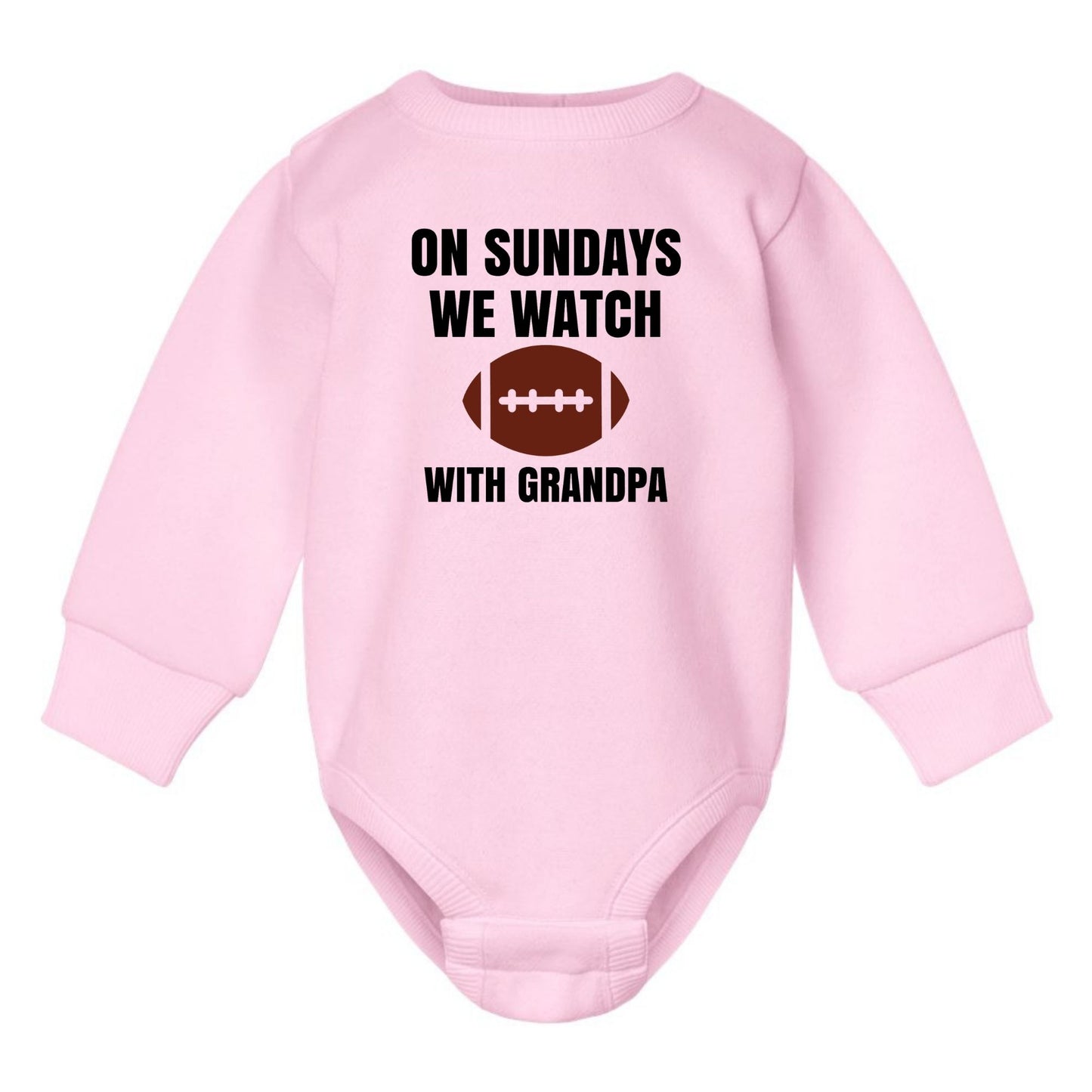 On Sundays we watch football with Daddy/Grandpa - Infant Long Sleeve Fleece Bodysuit