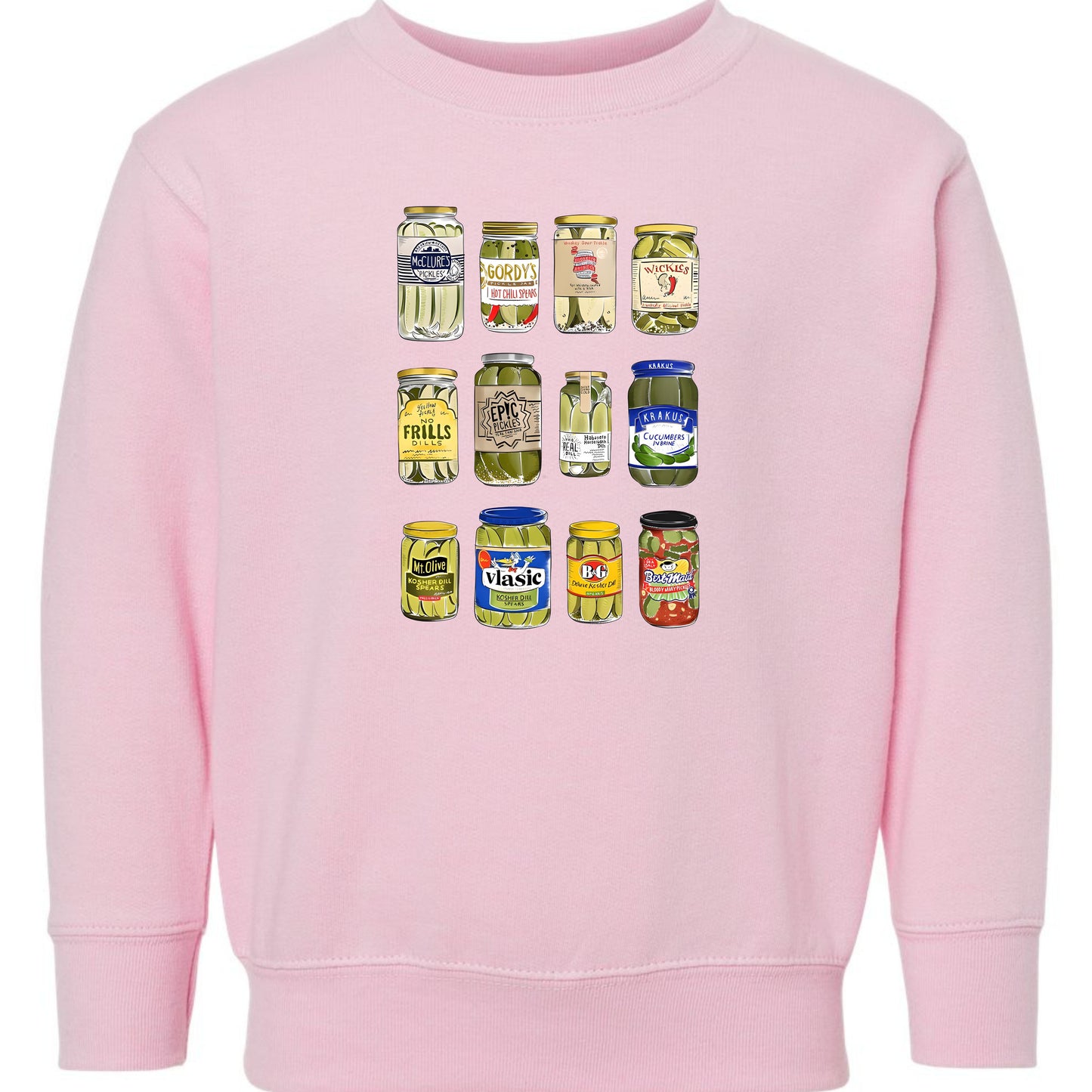 Pickle Jar Drawing Toddler Fleece Crewneck Sweatshirt - For Pickle Lovers Only
