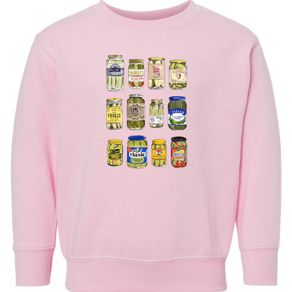 Pickle Jar Drawing Toddler Fleece Crewneck Sweatshirt - For Pickle Lovers Only