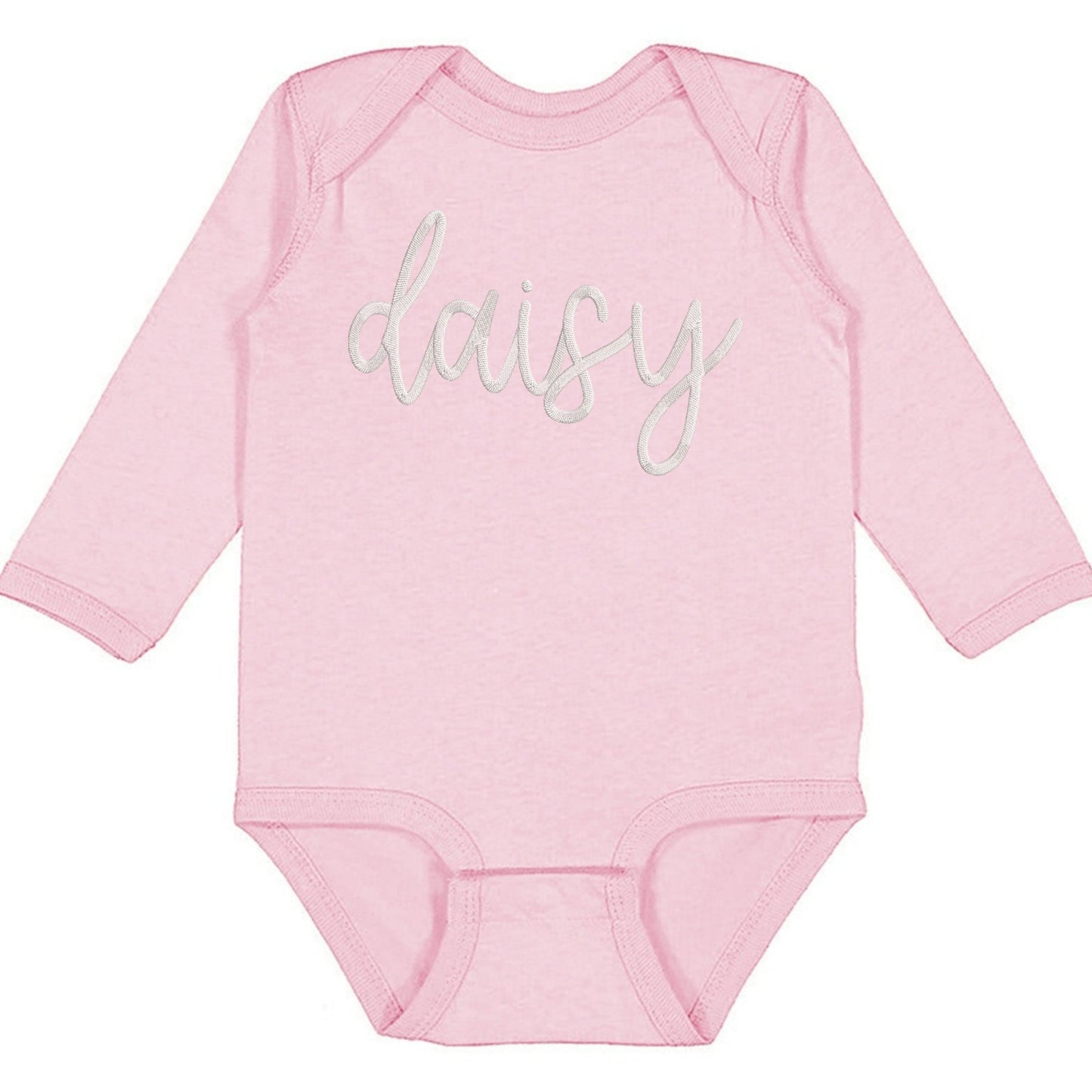 Faux Embroidery Baby Name - Infant Long Sleeve Bodysuit