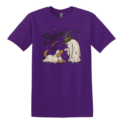 BOO-P! - Adorable Ghost and Dog Heavy Cotton Unisex T-shirt