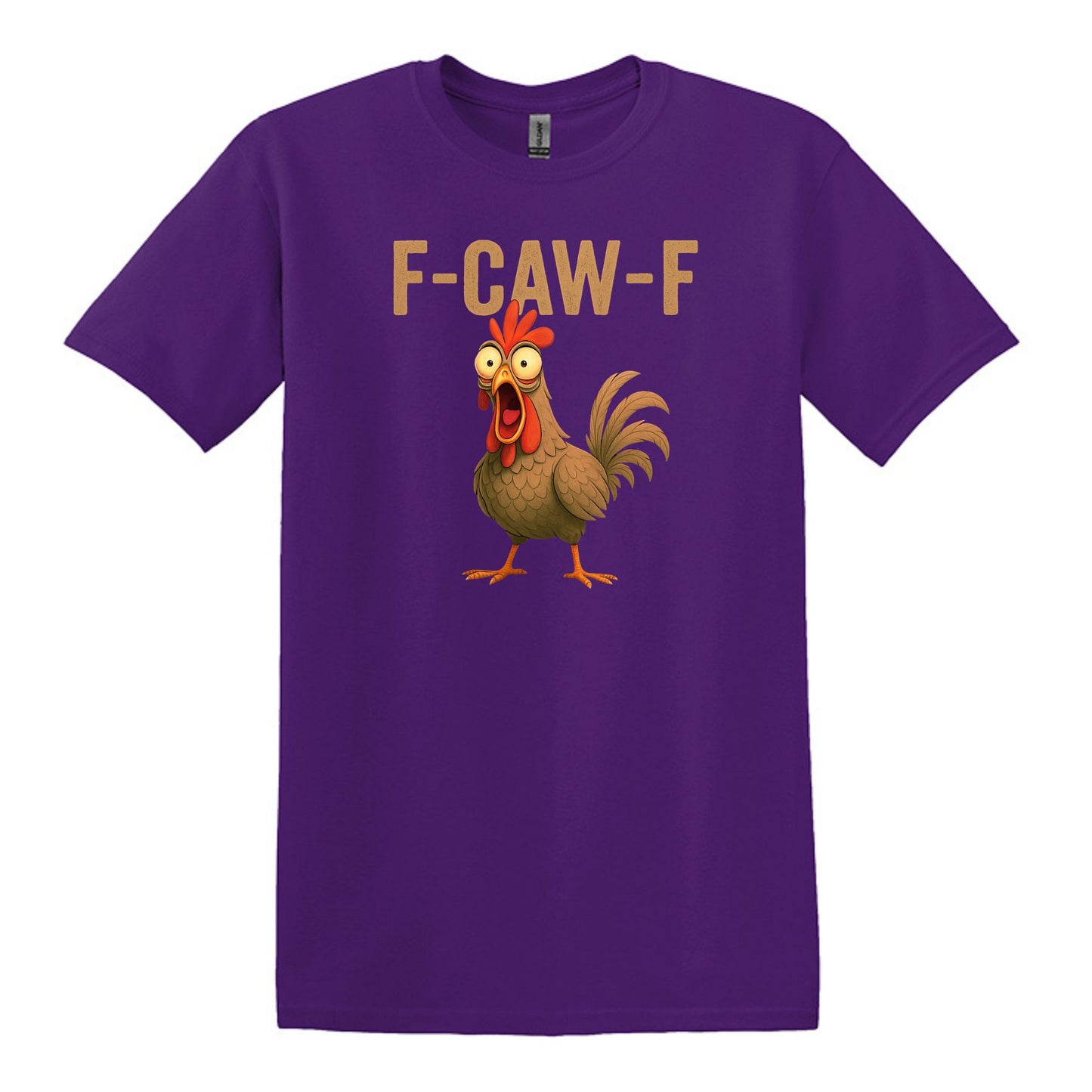 FUNNY ROOSTER T-SHIRT = F-CAW-F