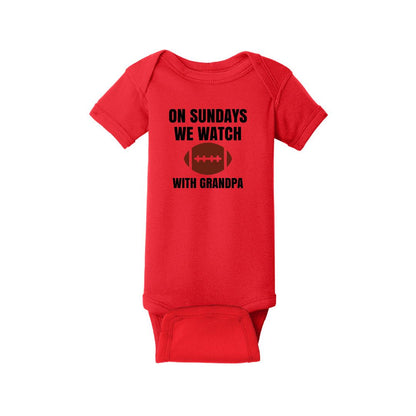 On Sundays we watch football - Infant Ribbed Bodysuit - Customize with "Daddy" or "Grandpa"