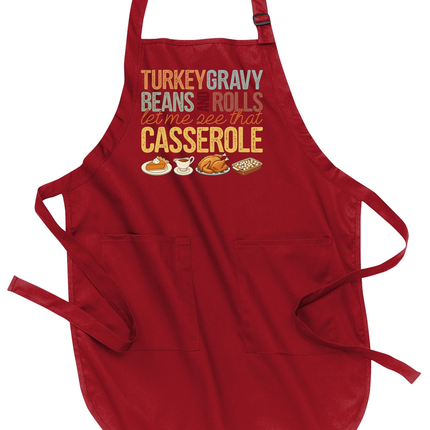 Turkey, Gravy, Beans & Rolls - Thanksgiving Port Authority® Full-Length Apron with Pockets
