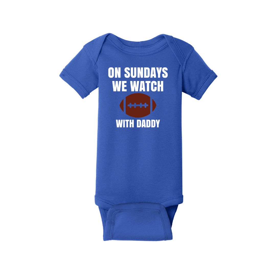 On Sundays we watch football - Infant Ribbed Bodysuit - Customize with "Daddy" or "Grandpa"