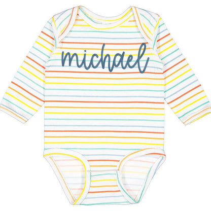 Faux Embroidery Baby Name - Infant Long Sleeve Bodysuit