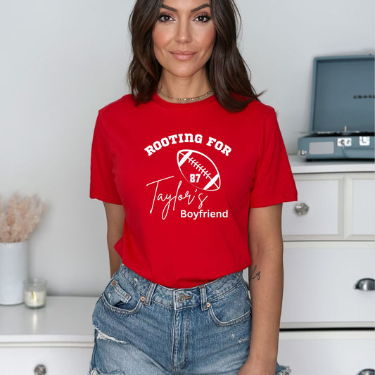 Enracinement pour le petit ami de Taylor - T-shirt de football unisexe pour adultes 