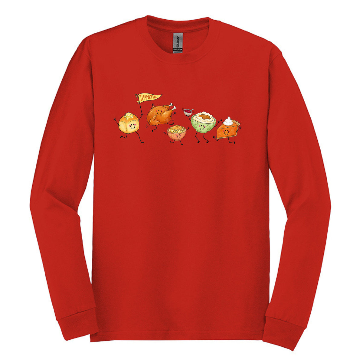 Thankful Fun Doodle Art | Gildan® Heavy Cotton™ 100% Cotton Long Sleeve T-Shirt