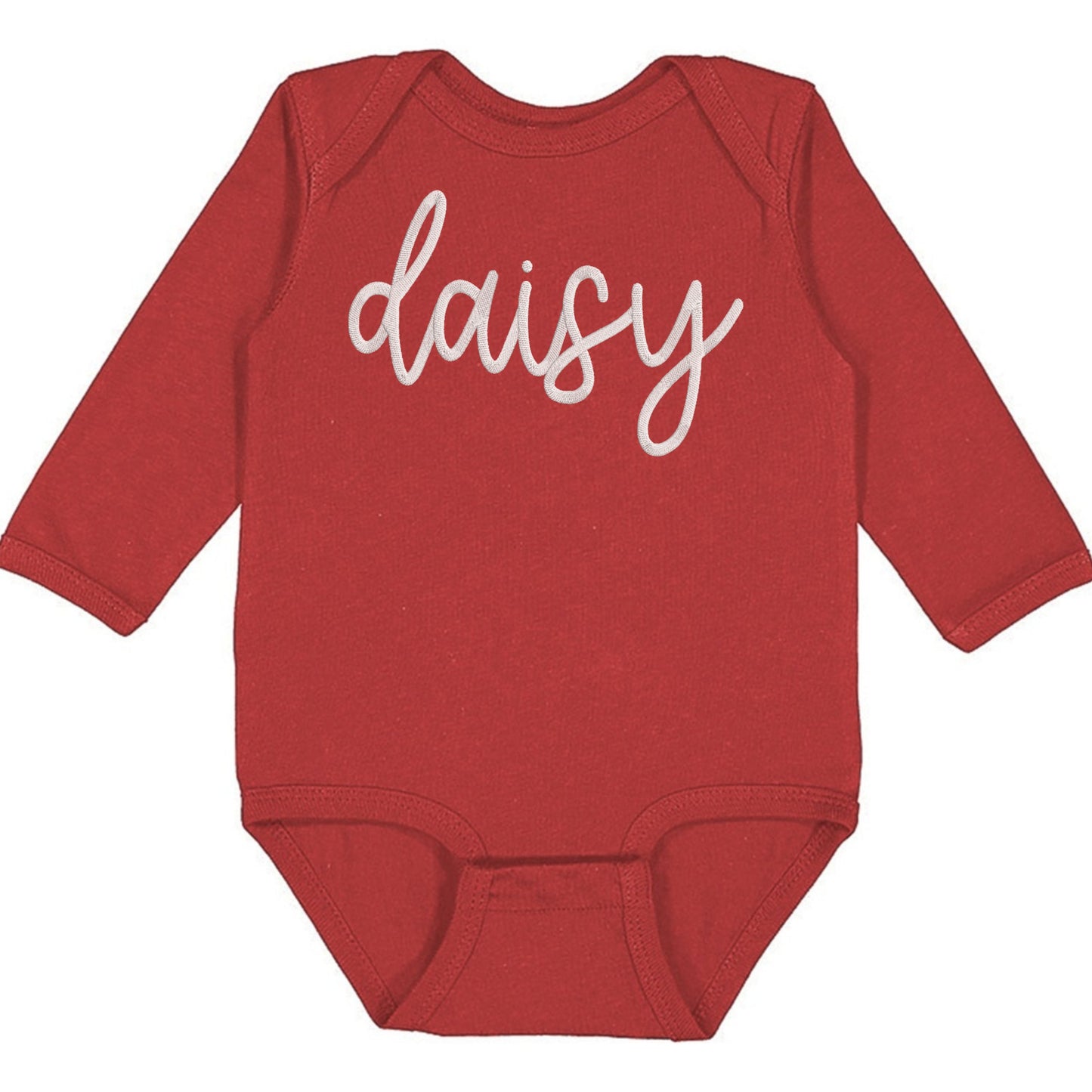 Faux Embroidery Baby Name - Infant Long Sleeve Bodysuit