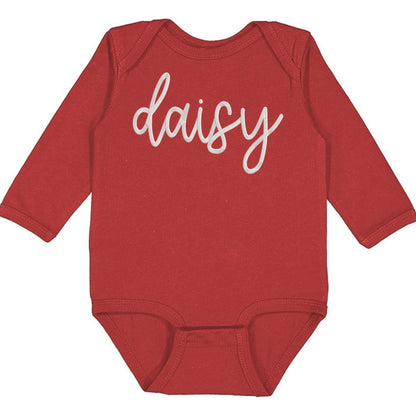 Faux Embroidery Baby Name - Infant Long Sleeve Bodysuit