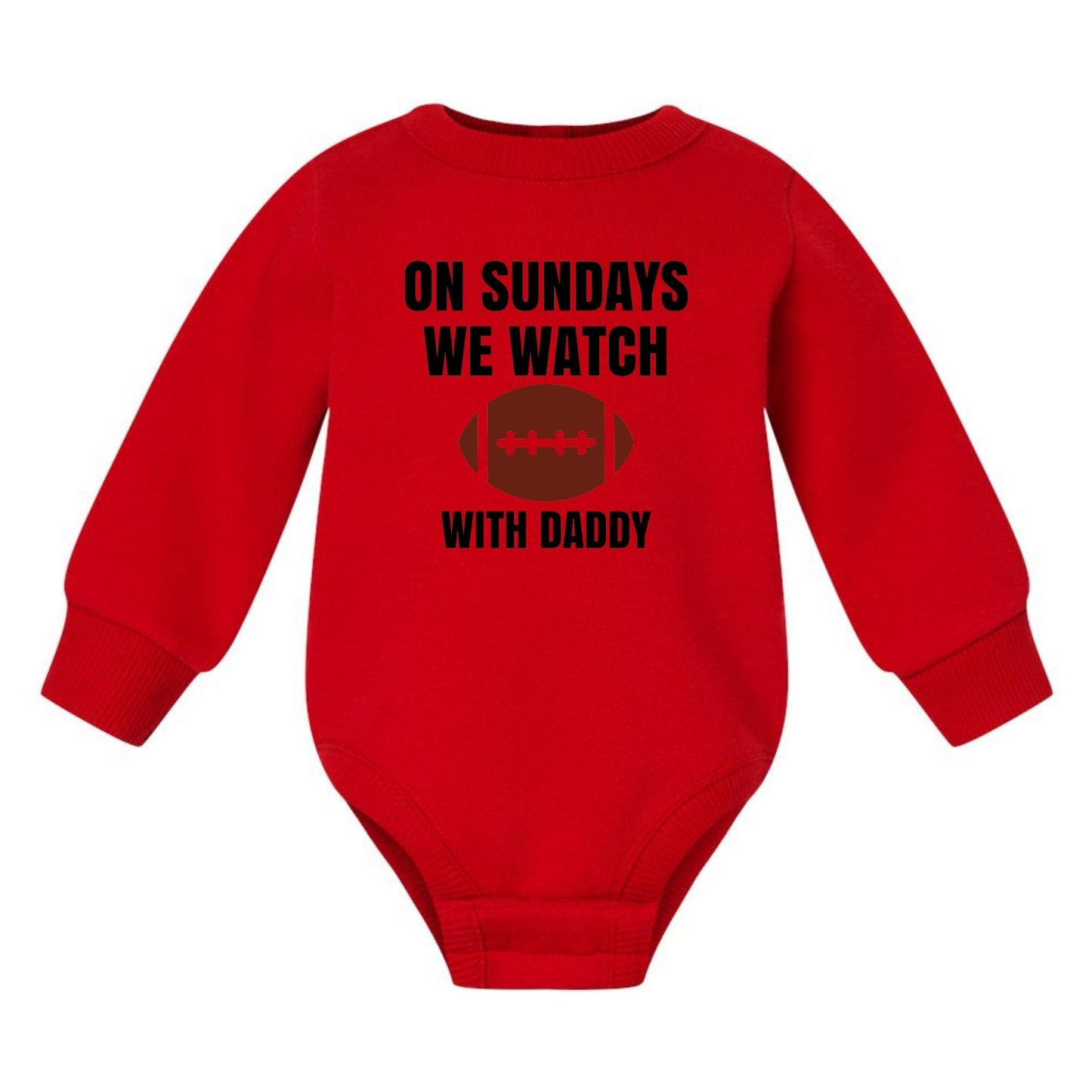On Sundays we watch football with Daddy/Grandpa - Infant Long Sleeve Fleece Bodysuit