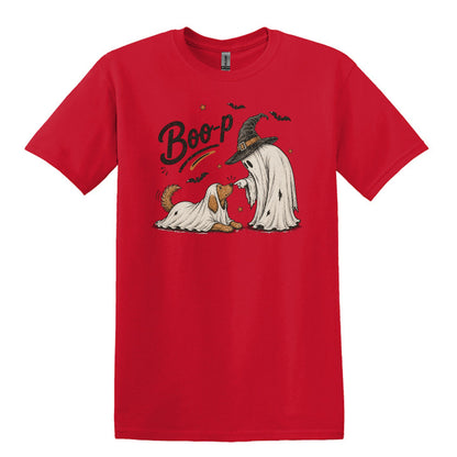BOO-P! - Adorable Ghost and Dog Heavy Cotton Unisex T-shirt