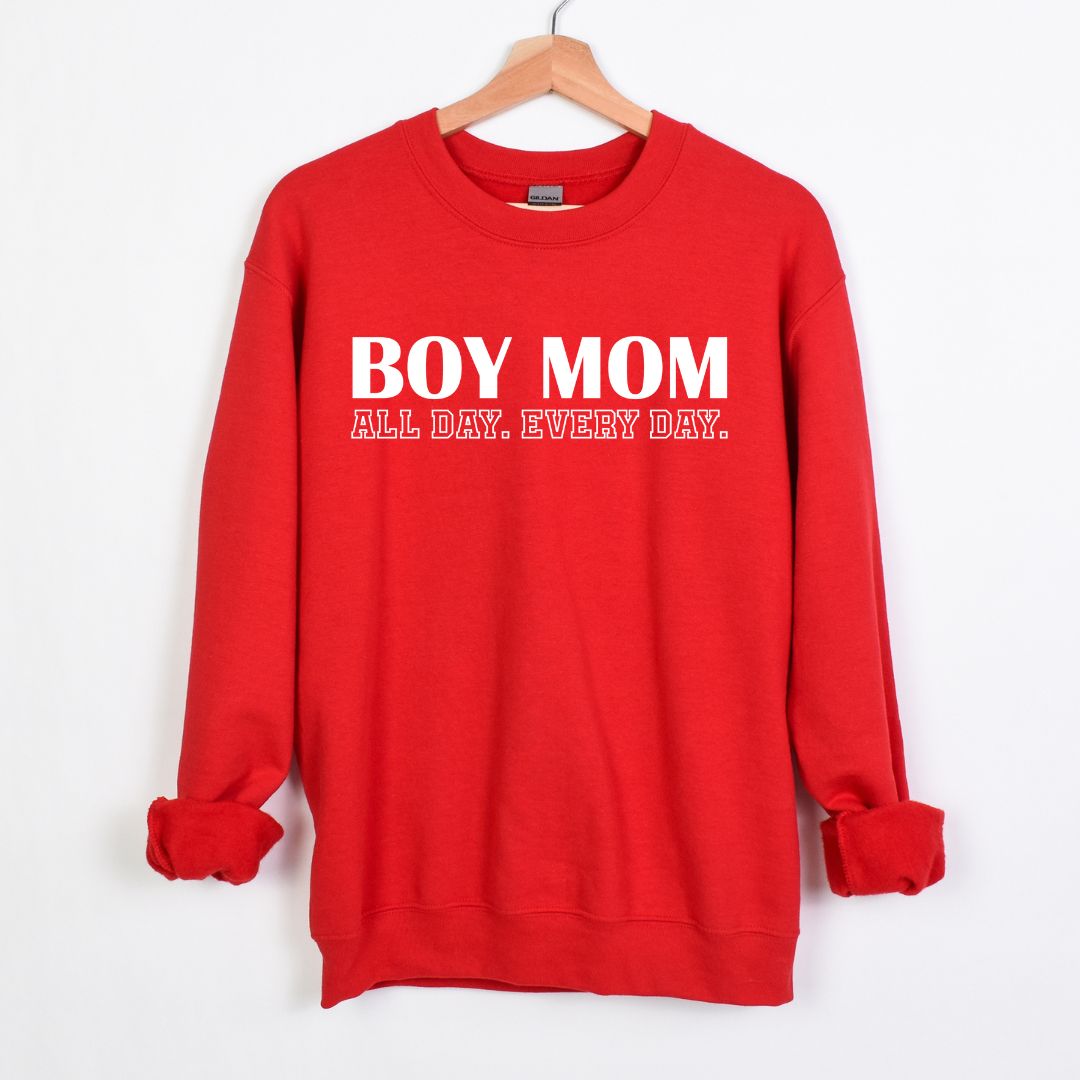 BOY MOM - All day. Every day. - Crewneck Sweatshirt
