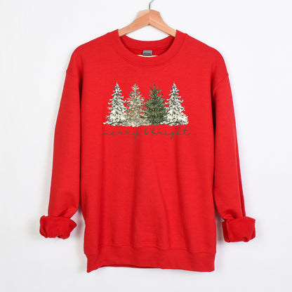 Merry & Bright - Christmas Trees on Heavy Cotton Crewneck