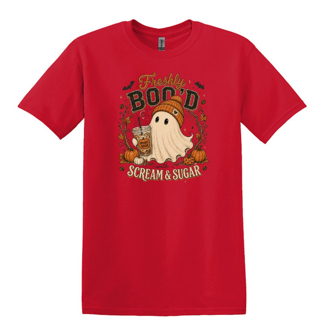 Freshly Boo'd | Scream & Sugar - Fall themed Heavy Cotton Unisex T-shirt