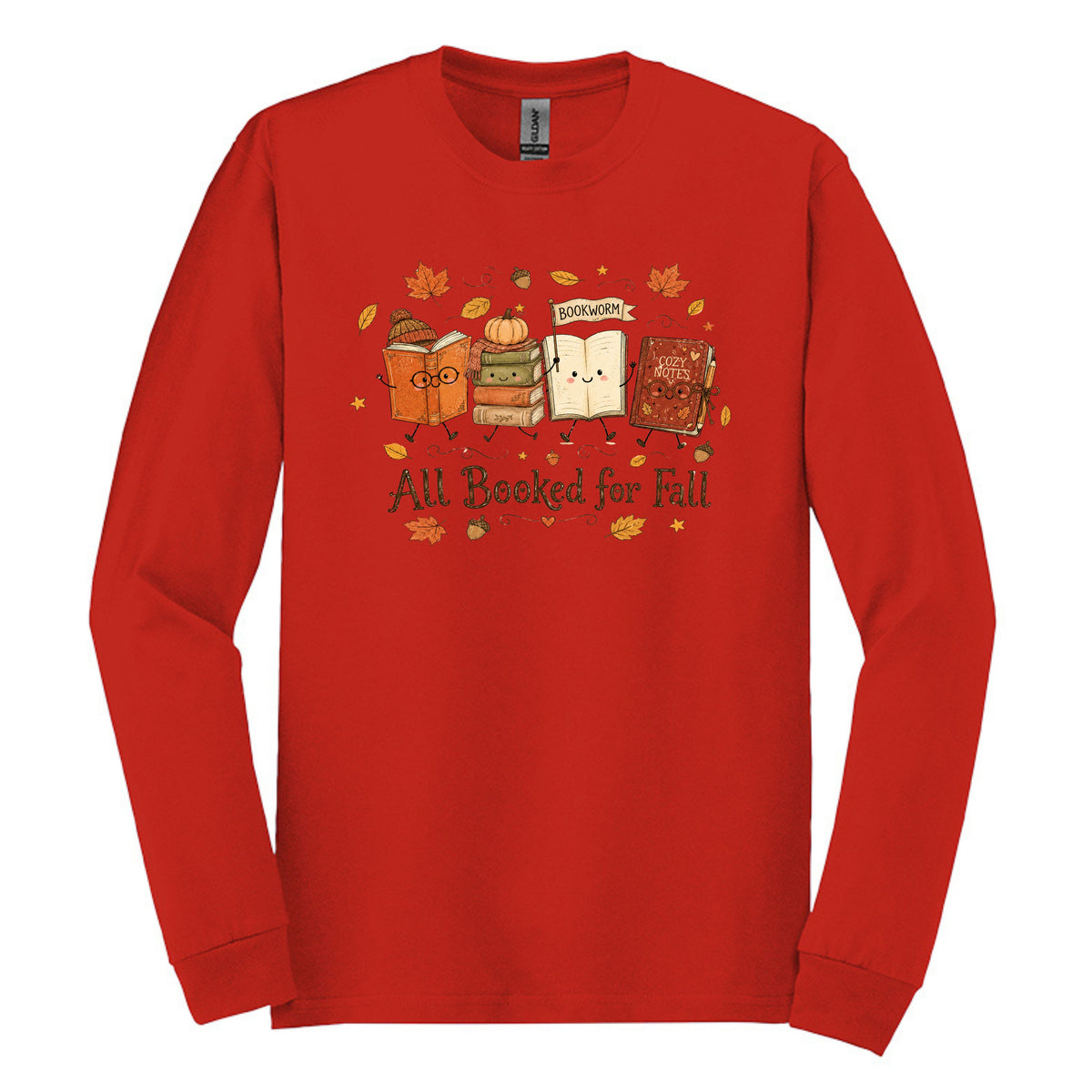 All Booked for Fall - Fun Doodle Design | Gildan® Heavy Cotton™ 100% Cotton Long Sleeve T-Shirt