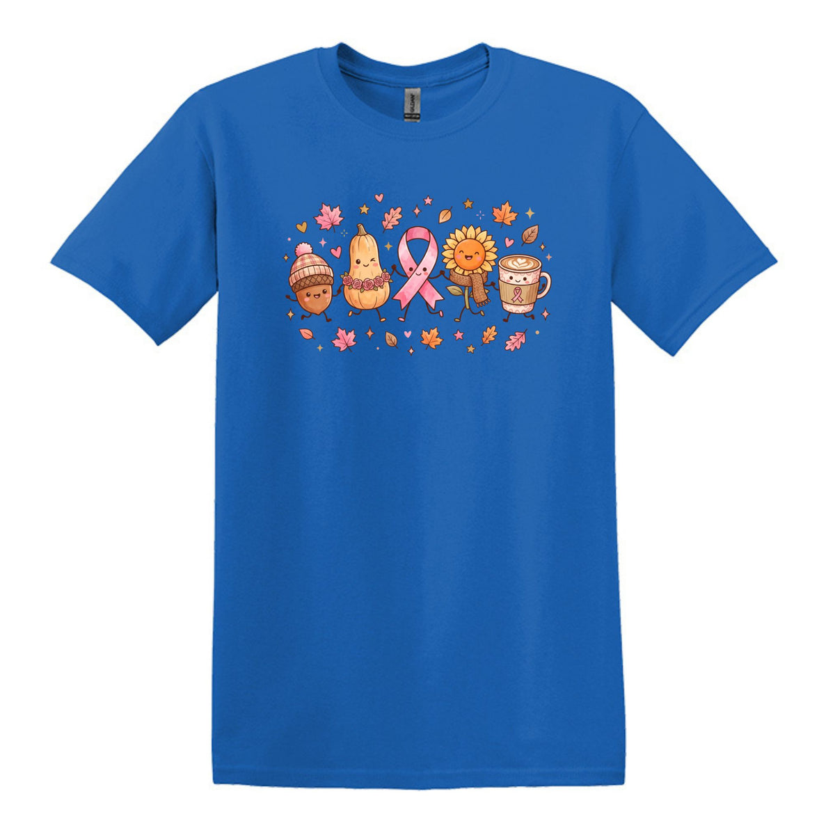 Fall Themed Doodle Art - Breast Cancer Awareness - Gildan Softstyle T-shirt