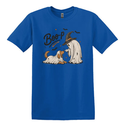 BOO-P! - Adorable Ghost and Dog Heavy Cotton Unisex T-shirt