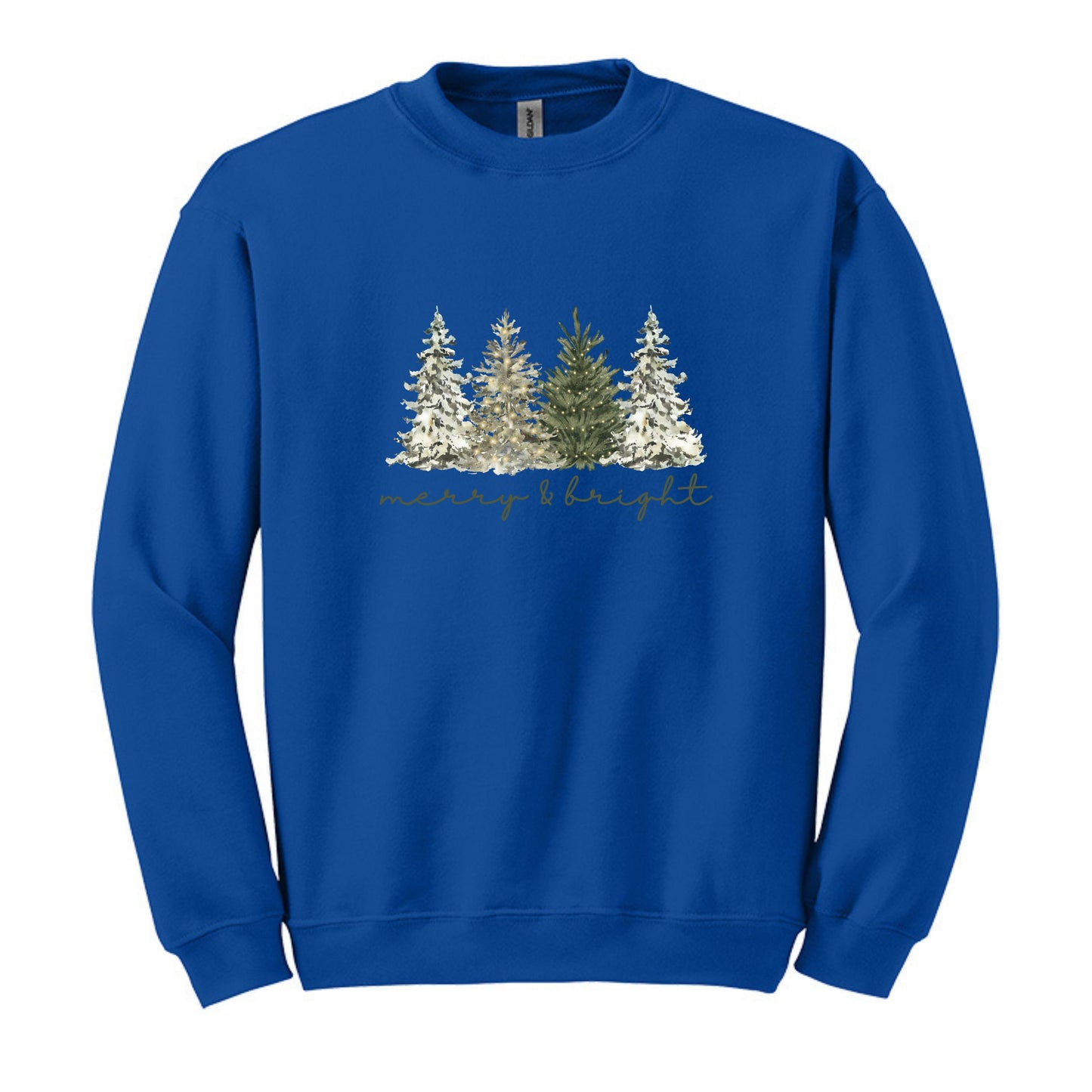 Merry & Bright - Christmas Trees on Heavy Cotton Crewneck