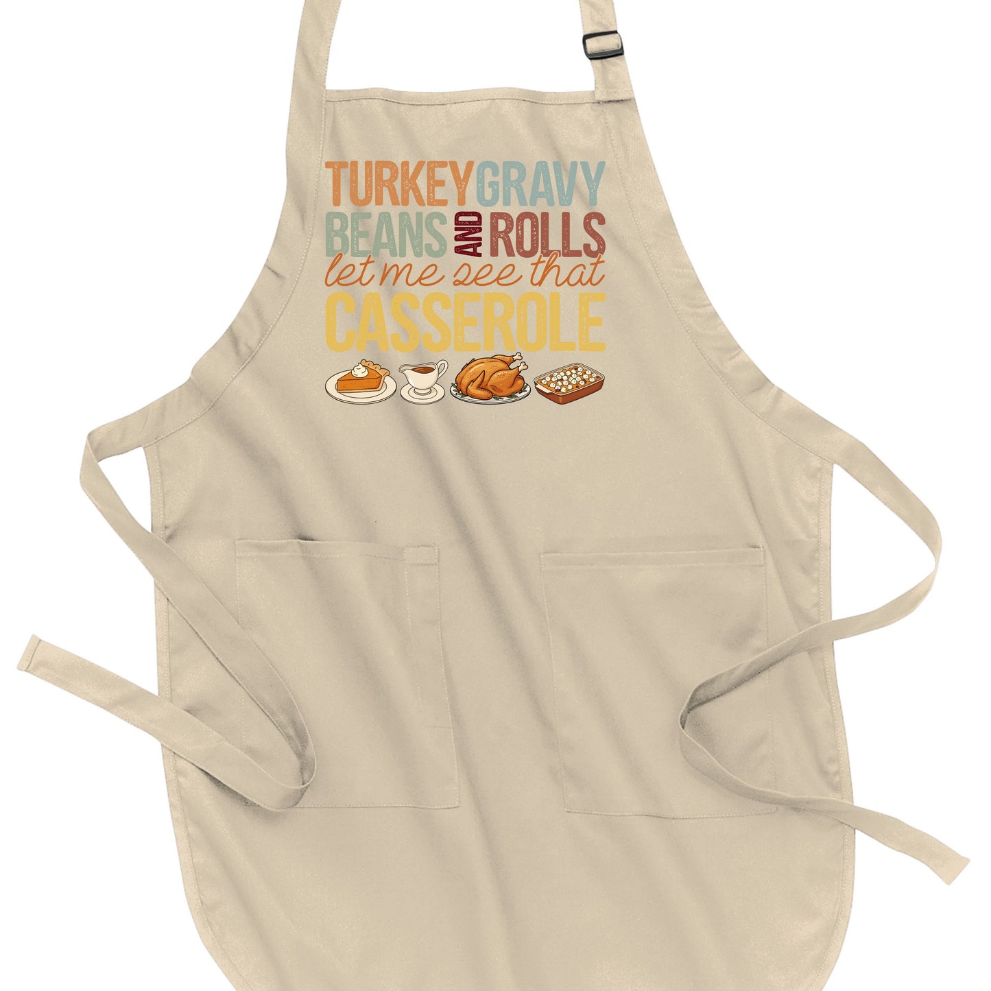 Turkey, Gravy, Beans & Rolls - Thanksgiving Port Authority® Full-Length Apron with Pockets
