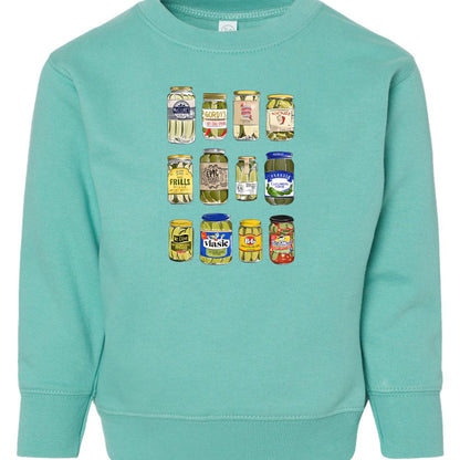 Pickle Jar Drawing Toddler Fleece Crewneck Sweatshirt - For Pickle Lovers Only