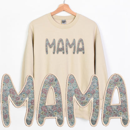 Embroidered Custom Mama, Auntie or Grandma Crewneck Sweatshirt - Choose from various patterns!