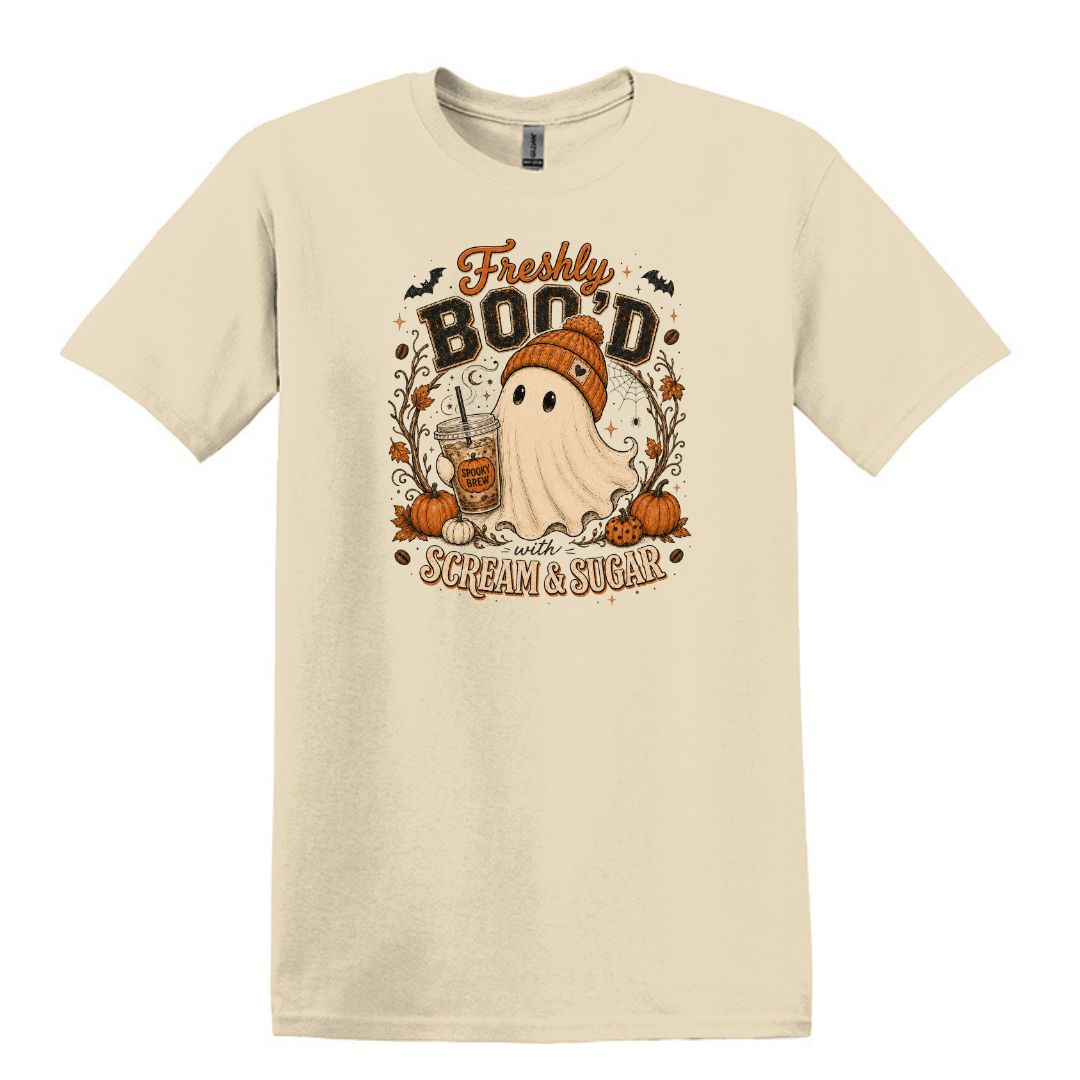 Freshly Boo'd | Scream & Sugar - Fall themed Heavy Cotton Unisex T-shirt