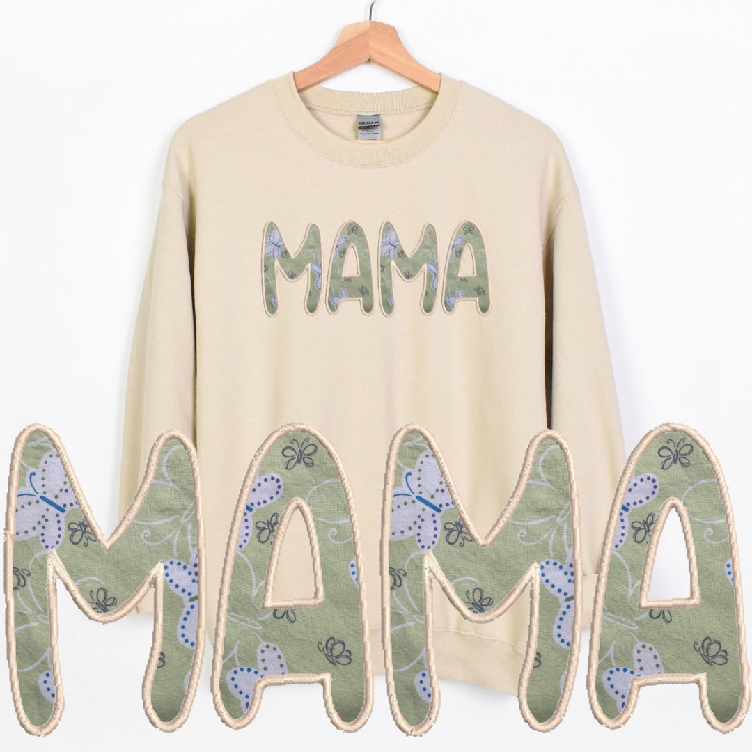 Embroidered Custom Mama, Auntie or Grandma Crewneck Sweatshirt - Choose from various patterns!