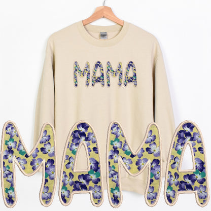 Embroidered Custom Mama, Auntie or Grandma Crewneck Sweatshirt - Choose from various patterns!