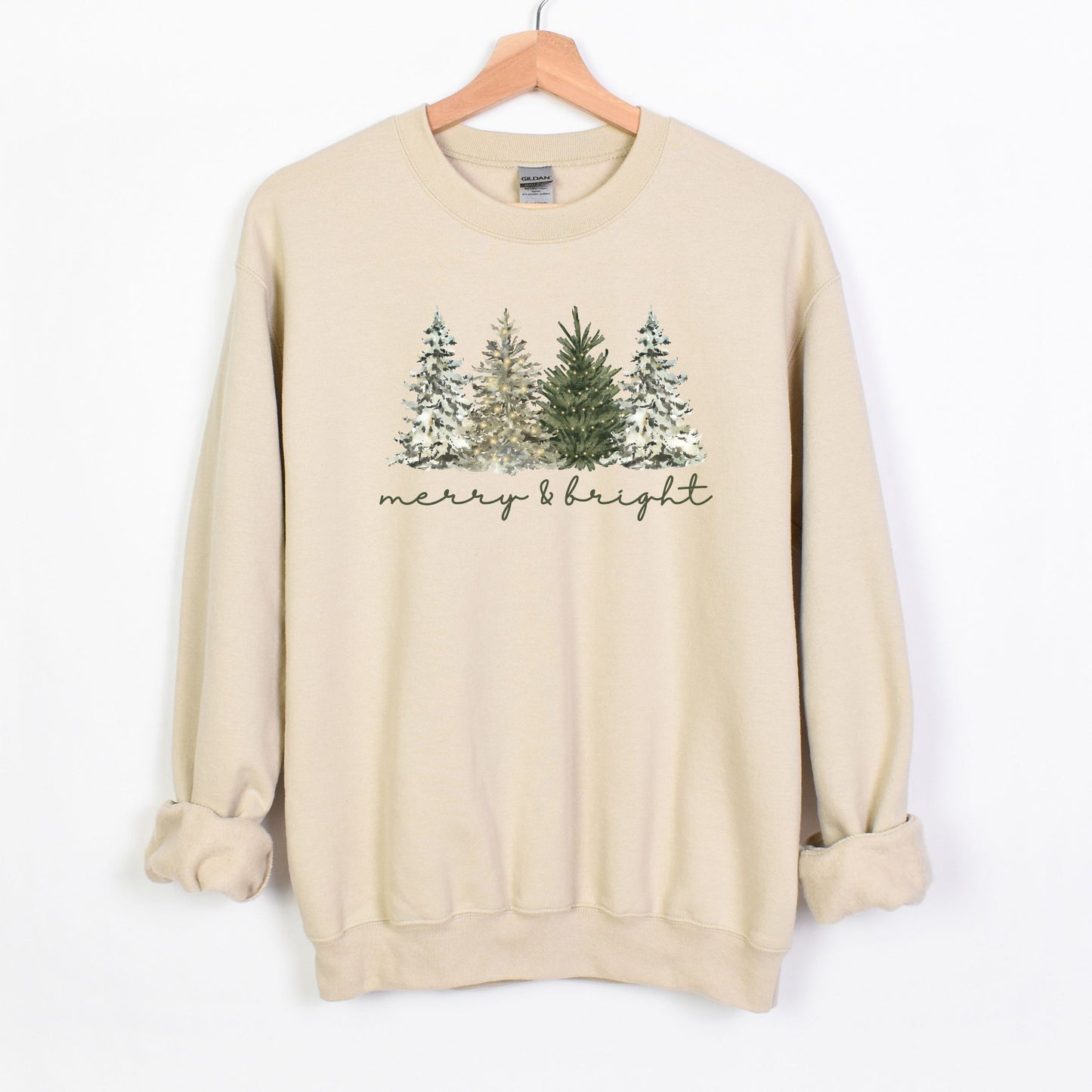Merry & Bright - Christmas Trees on Heavy Cotton Crewneck