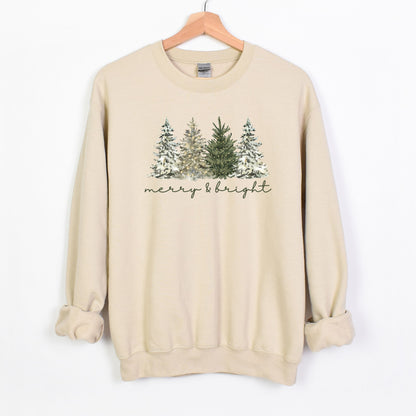 Merry & Bright - Christmas Trees on Heavy Cotton Crewneck