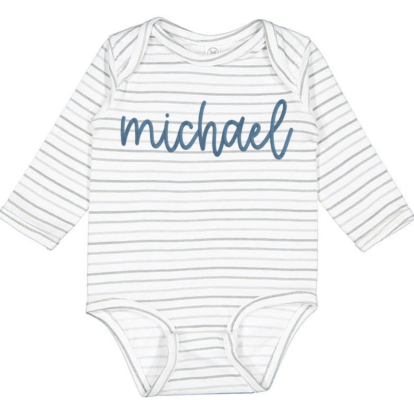 Faux Embroidery Baby Name - Infant Long Sleeve Bodysuit