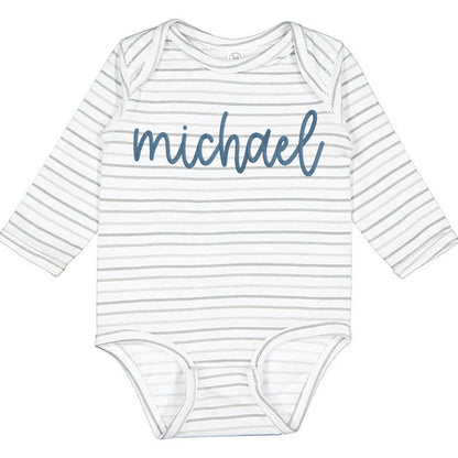 Faux Embroidery Baby Name - Infant Long Sleeve Bodysuit