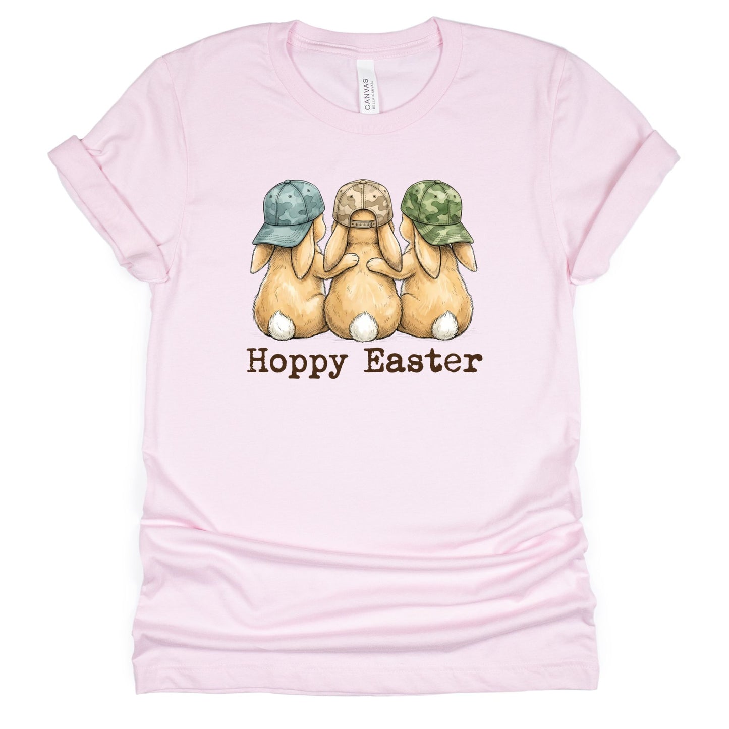 Hoppy Easter - Bunnies with Camo Hats - BELLA+CANVAS ® Unisex Jersey Short Sleeve Tee