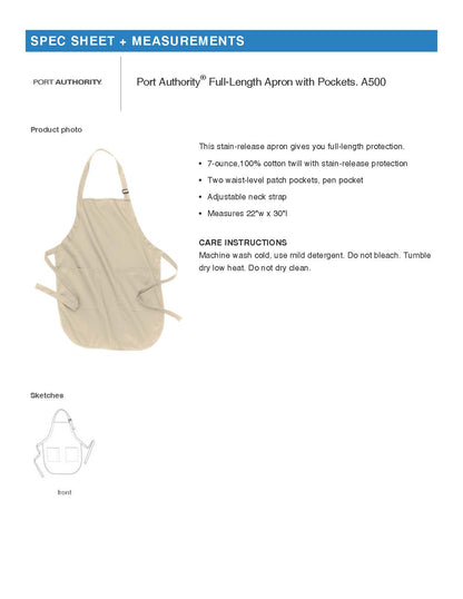 Turkey, Gravy, Beans & Rolls - Thanksgiving Port Authority® Full-Length Apron with Pockets