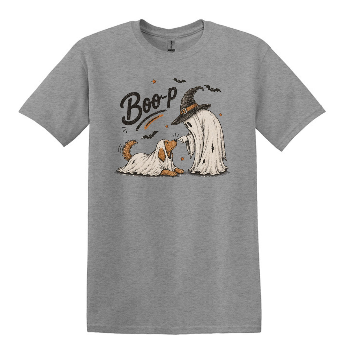 BOO-P! - Adorable Ghost and Dog Heavy Cotton Unisex T-shirt