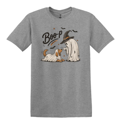 BOO-P! - Adorable Ghost and Dog Heavy Cotton Unisex T-shirt