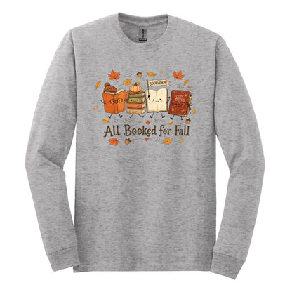 All Booked for Fall - Fun Doodle Design | Gildan® Heavy Cotton™ 100% Cotton Long Sleeve T-Shirt