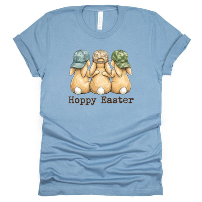 Hoppy Easter - Bunnies with Camo Hats - BELLA+CANVAS ® Unisex Jersey Short Sleeve Tee
