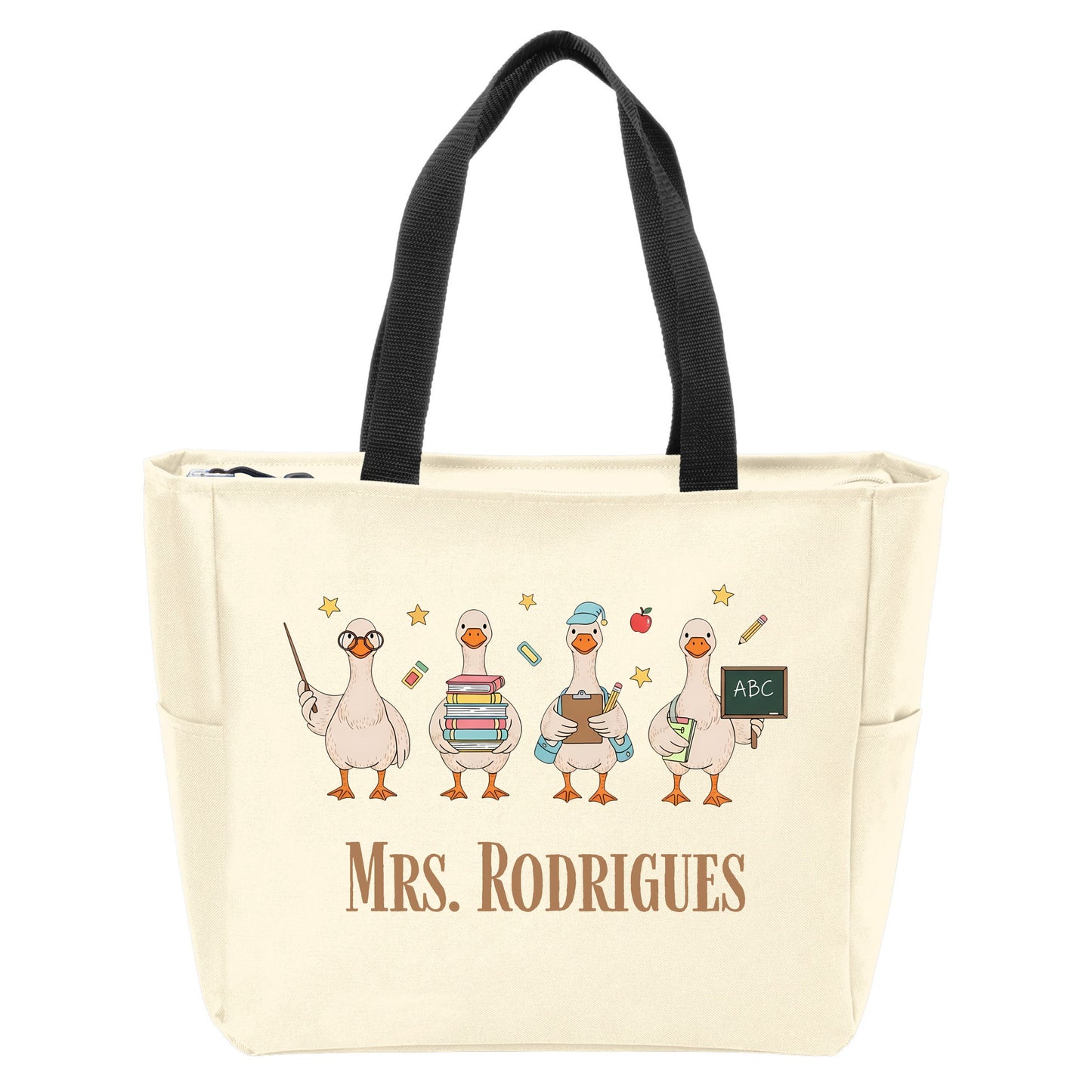 Teacher Goose Port Authority® Essential Zip Tote - Personalize with your Teacher's Name