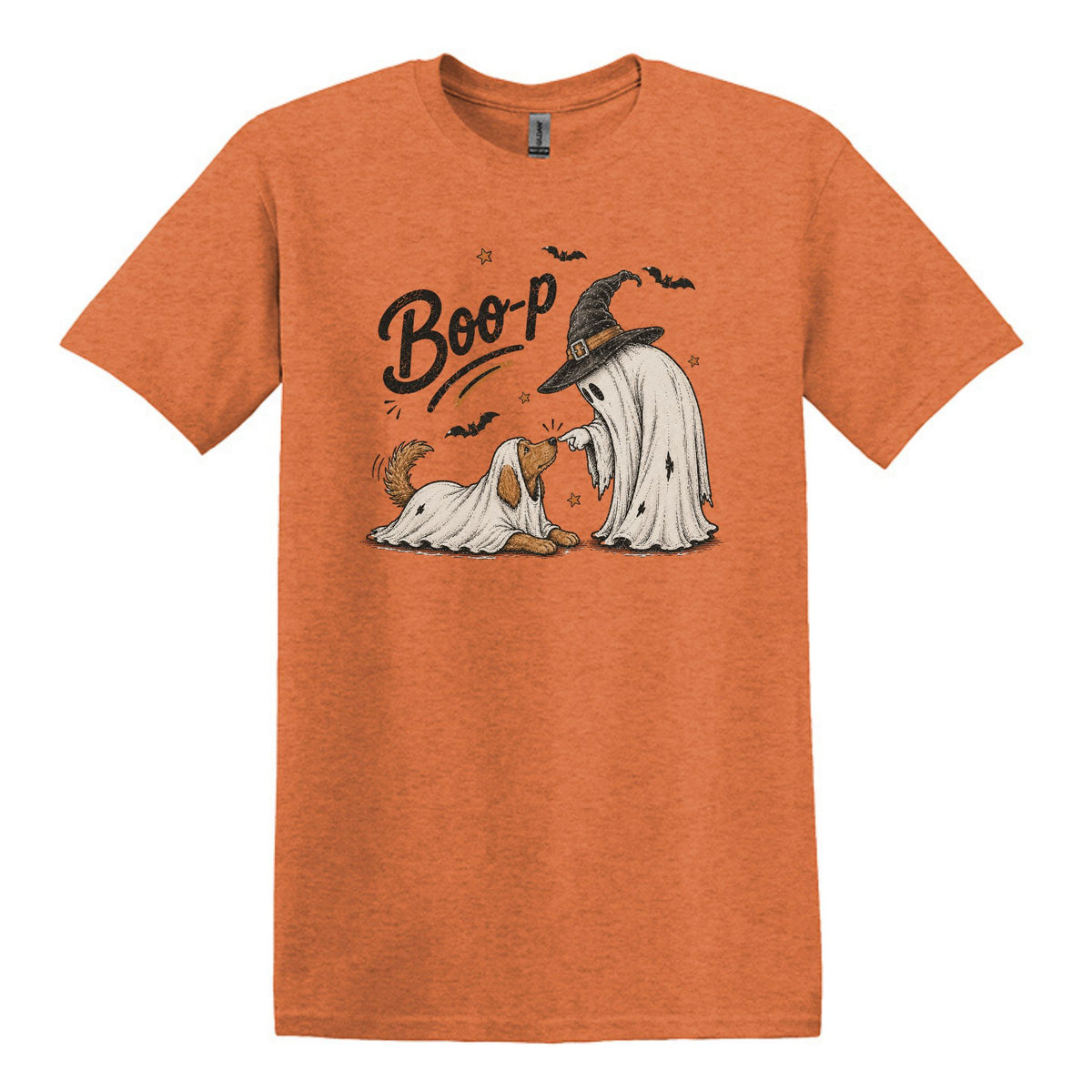 BOO-P! - Adorable Ghost and Dog Heavy Cotton Unisex T-shirt