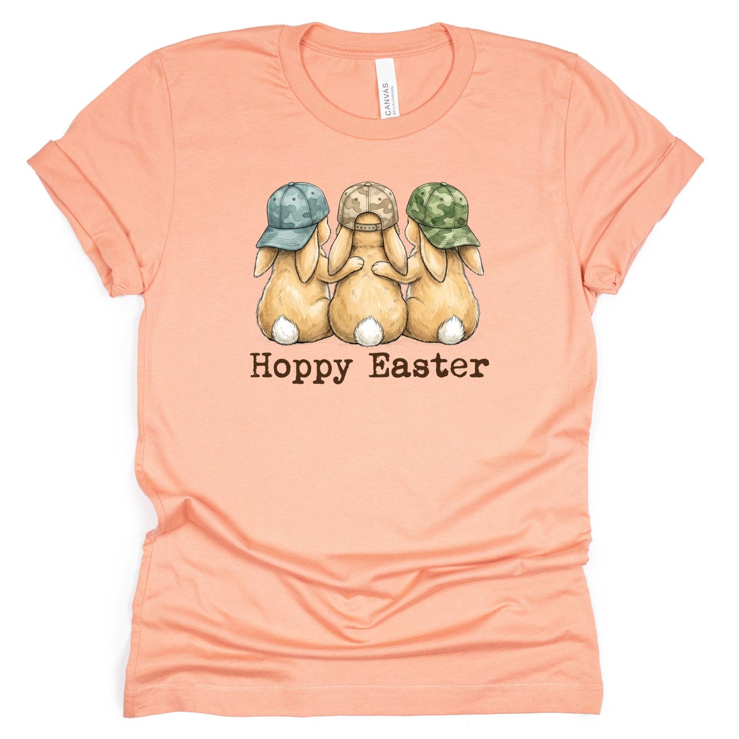 Hoppy Easter - Bunnies with Camo Hats - BELLA+CANVAS ® Unisex Jersey Short Sleeve Tee