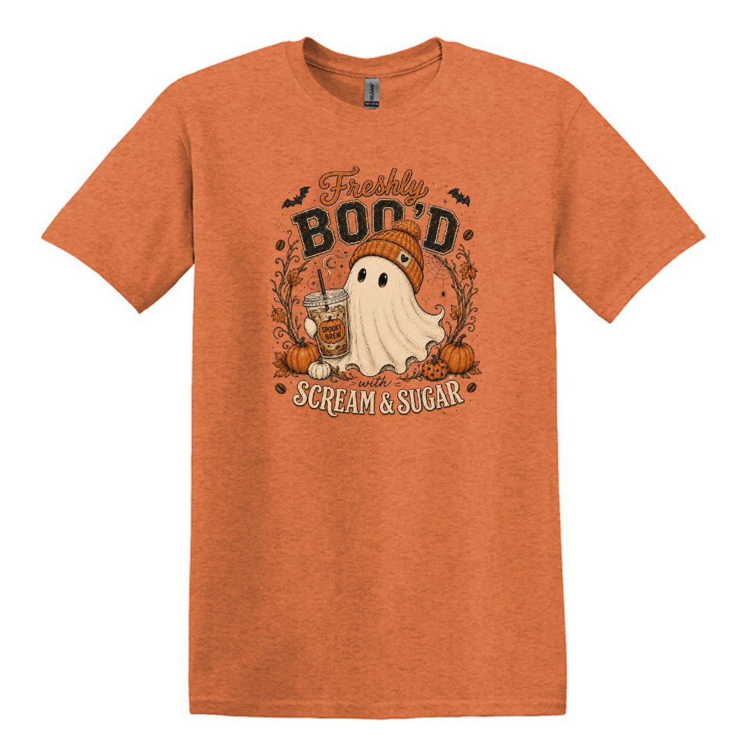Freshly Boo'd | Scream & Sugar - Fall themed Heavy Cotton Unisex T-shirt