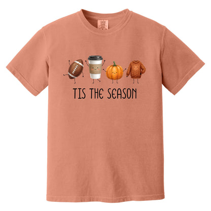 Tis' The Season | Football, Coffee, Pumpkins & Sweaters | Comfort Colors® Doodle Art T-Shirt