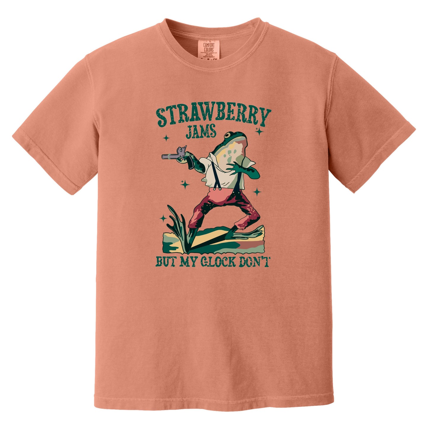 Strawberry Jams but my Glock Don't - Funny Frog Meme Comfort Colors ® Heavyweight Ring Spun T-shirt